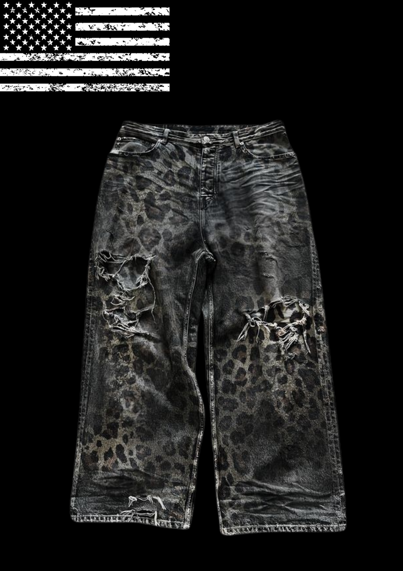 'LE0PARD PRINT' BAGGY JEANS  𖦏