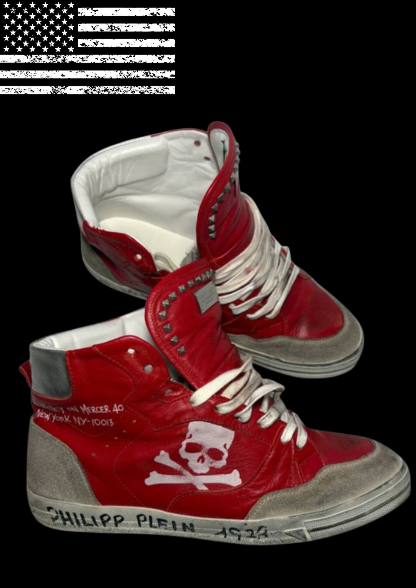 'PH!LLIP PLE!N 1978' SKULL SNEAKERS ( RED ) 𖦏